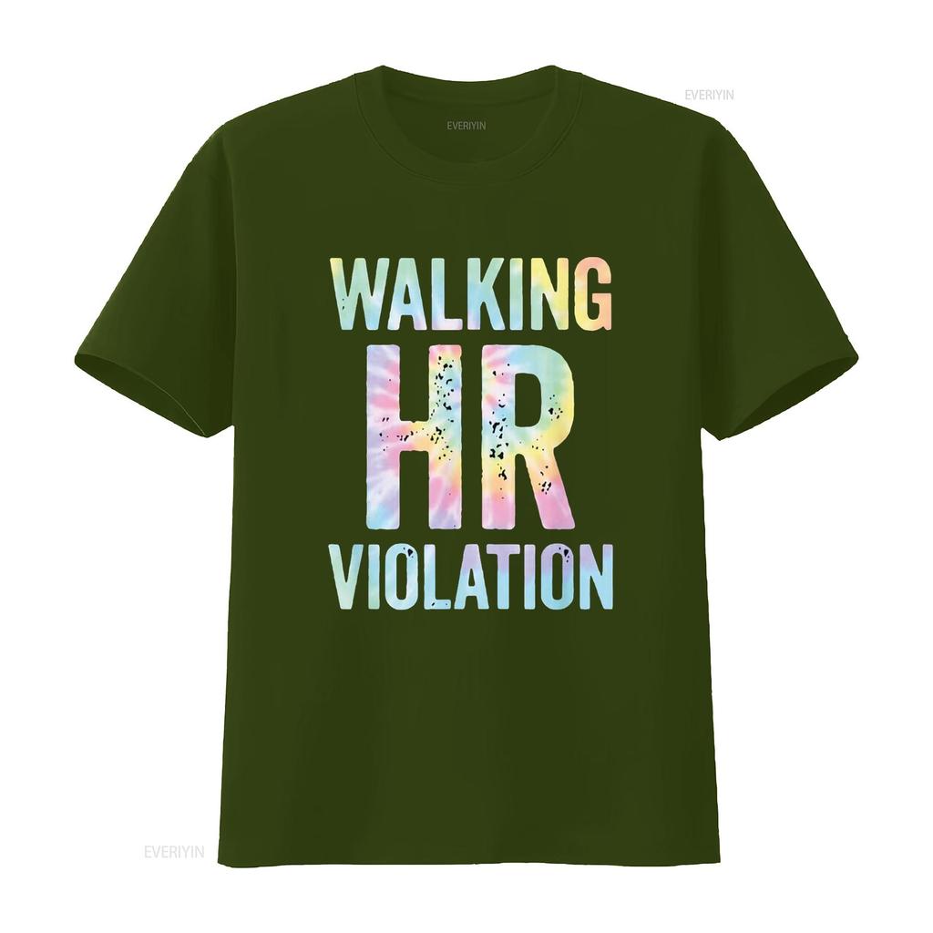 Vintage Walking HR Violation Human Resources Nigh Tie Dye T Shirt vintage Washed Top For Everyday Wear Casual graphic Versatile