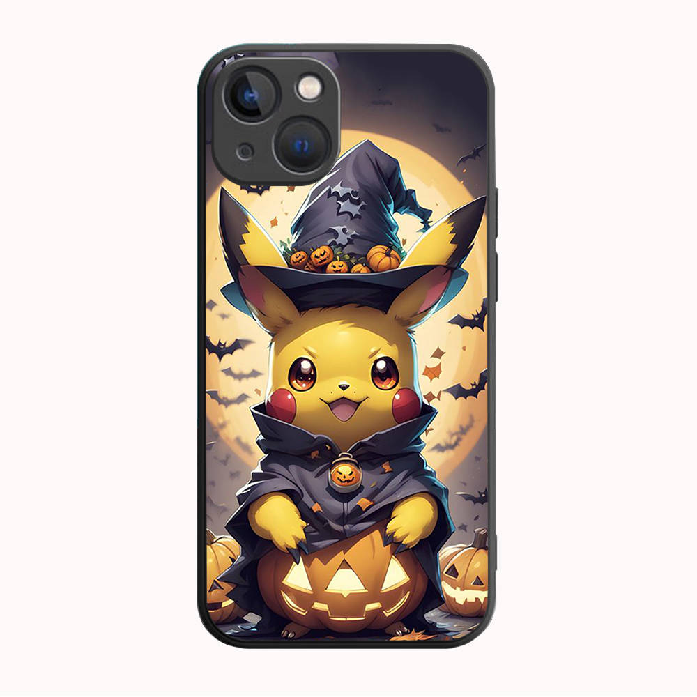 B-73 Pokemon Halloween Black Case for Redmi 10A 10C 12C 13C 9A 9C 9T A3X Note 10 9 9S 10S iPhone 11 12 13 14 15 16 X XS Pro Max Mini 7 8 Plus XR