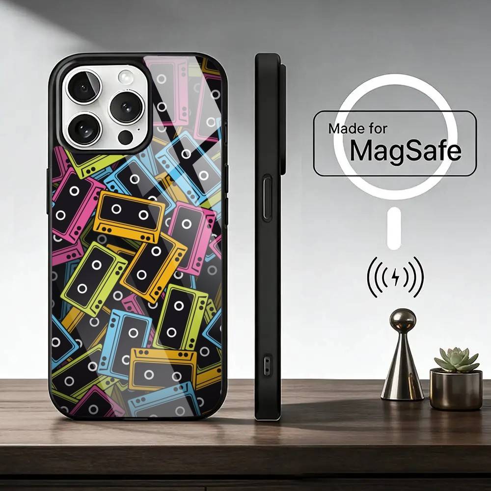 Video C-Cassette Tape  Phone Case For iPhone17,16,15,14,13,12,11 Plus,Pro Magnetic For Magsafe Wireless Charging