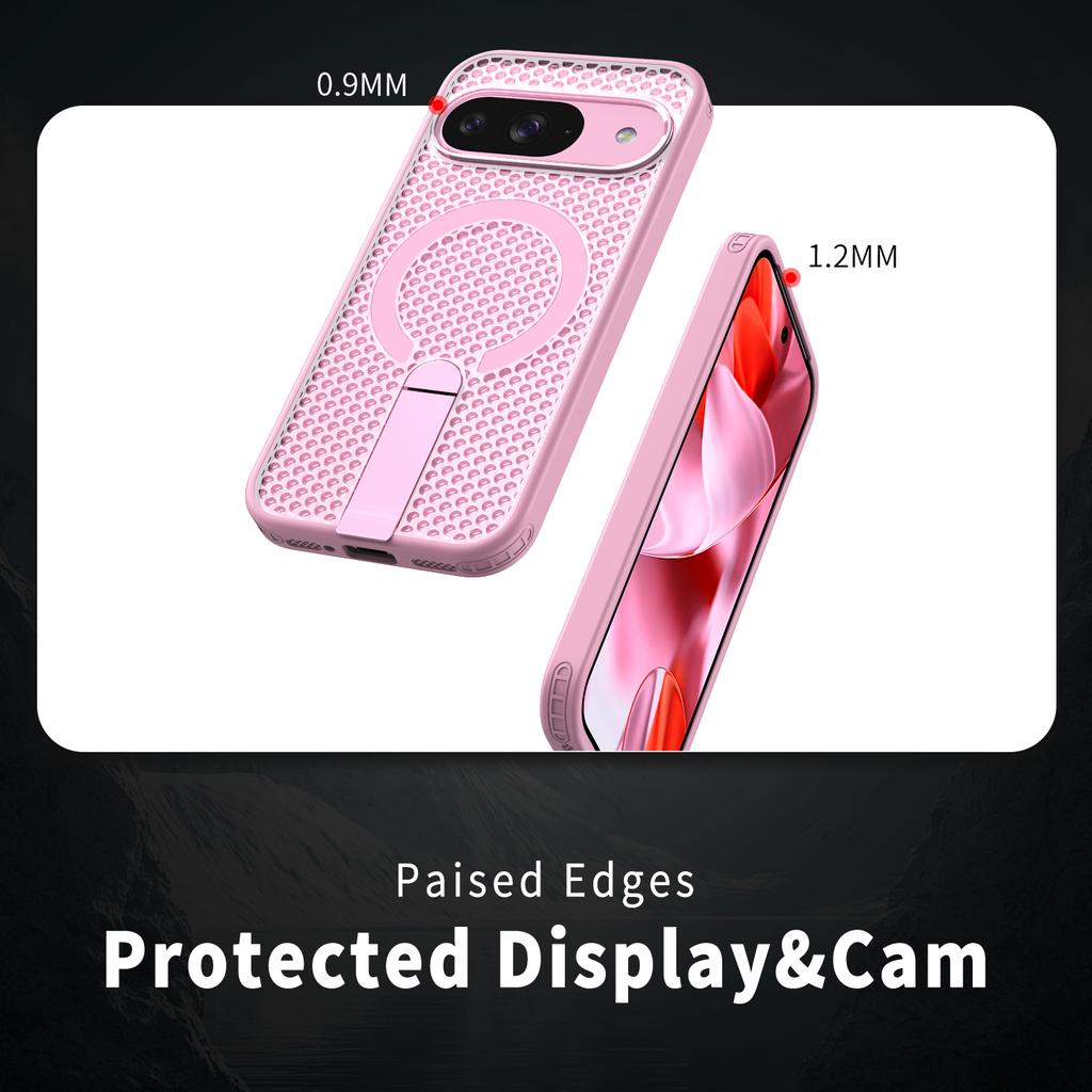 For Google Pixel 10 Magnetic Case Kickstand Grid Texture TPU PC Phone Back Cover