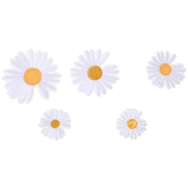 5 шт. DIY маленькие заплатки с вышивкой подсолнуха и ромашки для одежды, гладильная наклейка на одежду, полоса, железная аппликация, ремонт отверстий