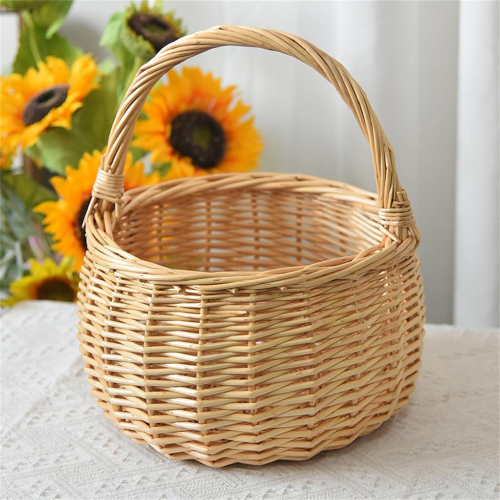 Экологичная плетеная корзина из натуральной лозы Легкая и дышащая Идеально подходит для пикников и домашнего хранения продуктов