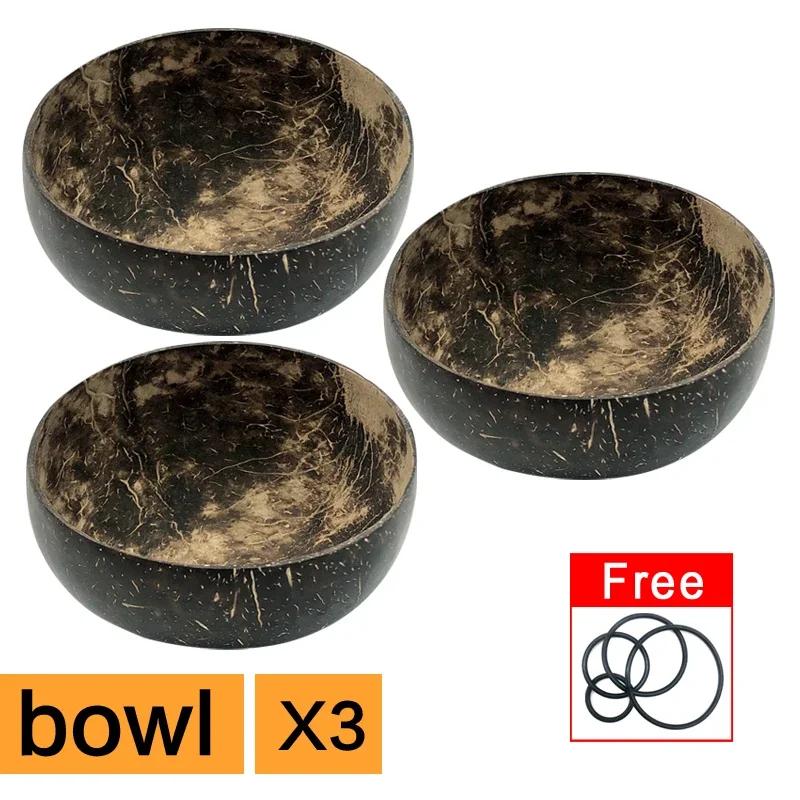 4.5-6inch Natural Coconut Bowl Eco-friendly Soup Fruit Salad Set Noodle Rice Bowl Wooden Fruit Container Handicraft Kitchenware