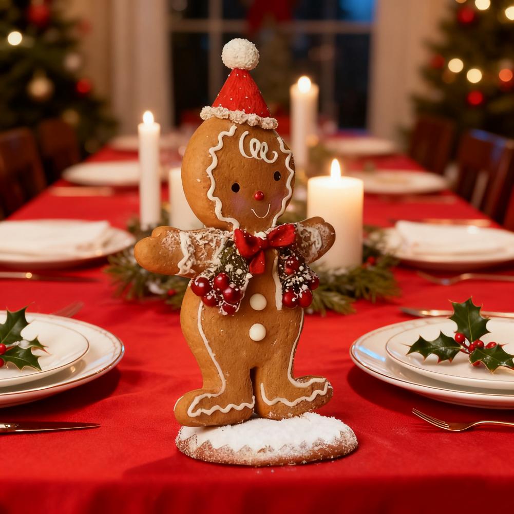 Night Light Ornament Resin Night Light Battery Powered Gingerbread Man Night Light for Home Office Kids Room Holiday for Bedroom