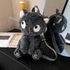 Mini Cute Little Gray Cat Plush Backpack for Women