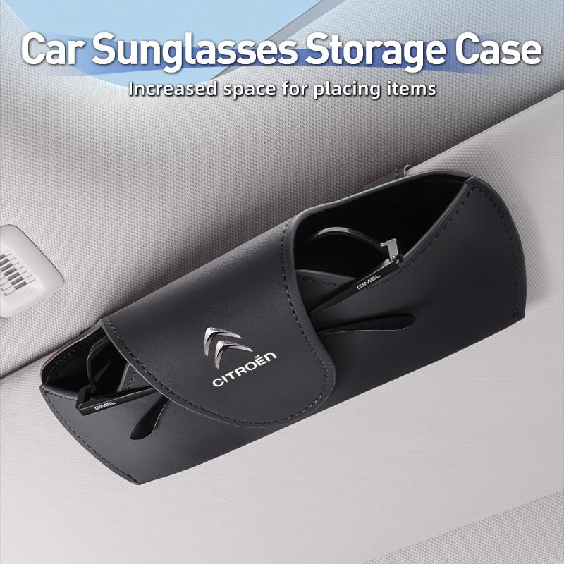 Leather Car Glasses Box Sunglasses Storage Holder For Citroen C4 C5 C1 Berlingo Celysee Cactus Picasso Aircross Saxo Grand