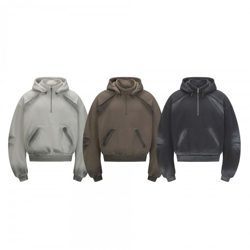 Mens 2026 American Streetwear Distressed Washed Hoodie Casual Loose Fit Sweatshirt Teens