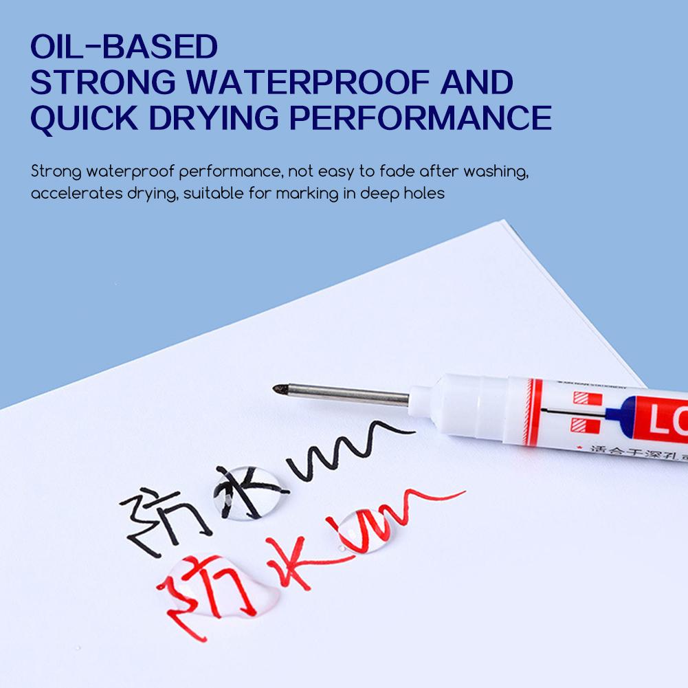 4pcs Long Nose Deep Hole Marker Pen,20mm Deep-Reach Markers Waterproof Drill Hole Long Nib Marker Carpenters Pens For Arts Craft