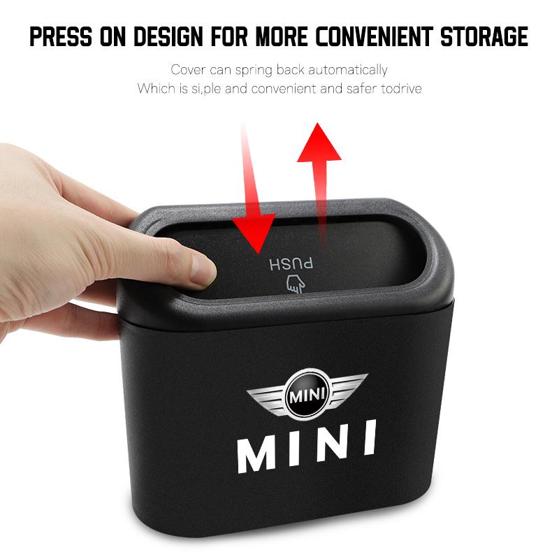 Car Portable Trash Can Auto Logo Sundries Storage Box For MINI One Cooper JCW Countryman Clubman Cabrio Paceman Coupe wheel hub