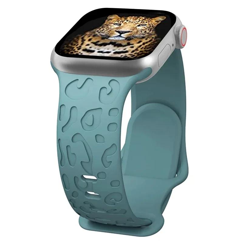 Силиконовый ремешок с гравировкой Для Apple Watch Ремешок 42 мм 44 мм 45 мм 41 мм 49 мм 40 мм браслет correa iwatch Серия 8 9 SE 7 6 5 4 3 Ultra