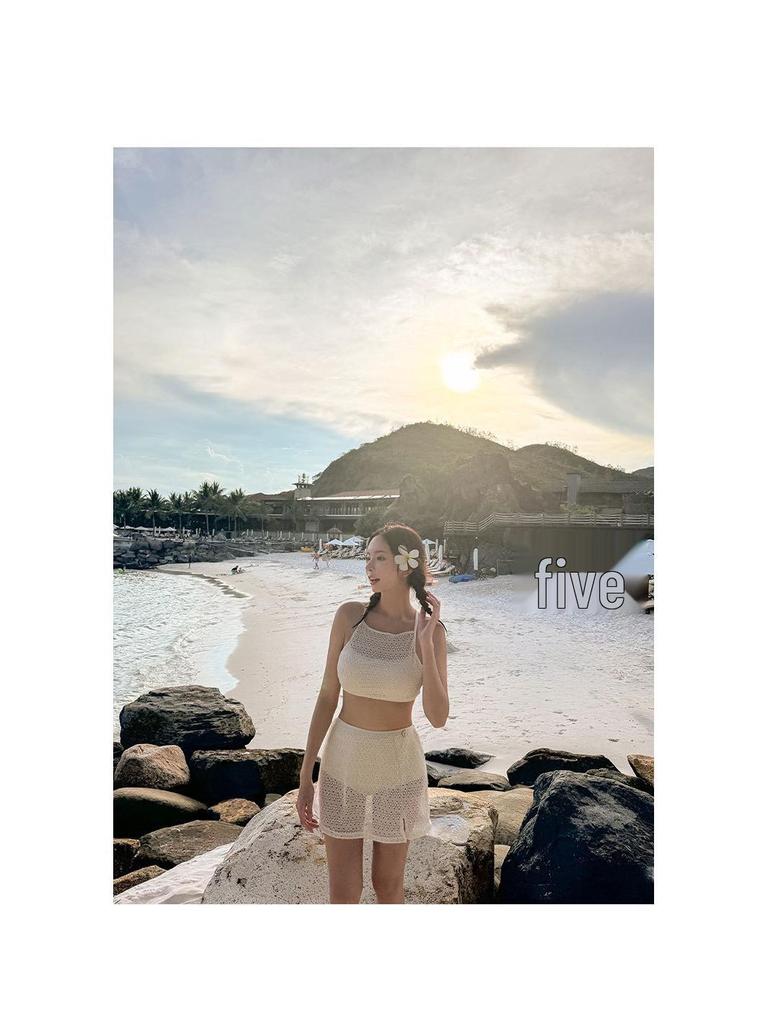 Женский сексуальный кружевной купальник бикини халтер с юбкой - Раздельный купальник в корейском стиле