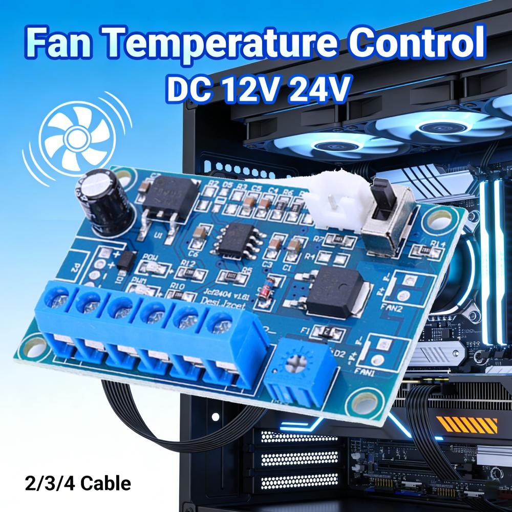 DC 12V 24V 4A Модуль регулятора скорости вентилятора ПК с датчиком 2/3/4-проводной Модуль регулировки скорости вентилятора корпуса PWM Термостат Регулятор скорости