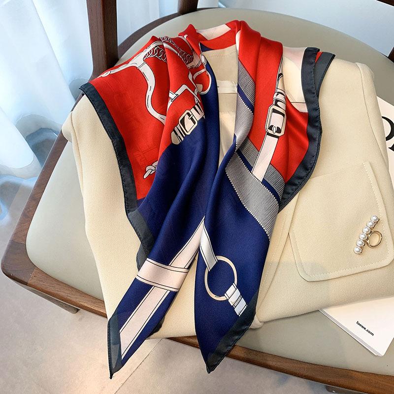 Весенне-летняя новинка, квадратный платок с принтом для женщин, модный простой шарф, декоративный шарф для ключиц, кикер, сумка, повязка на голову двойного назначения