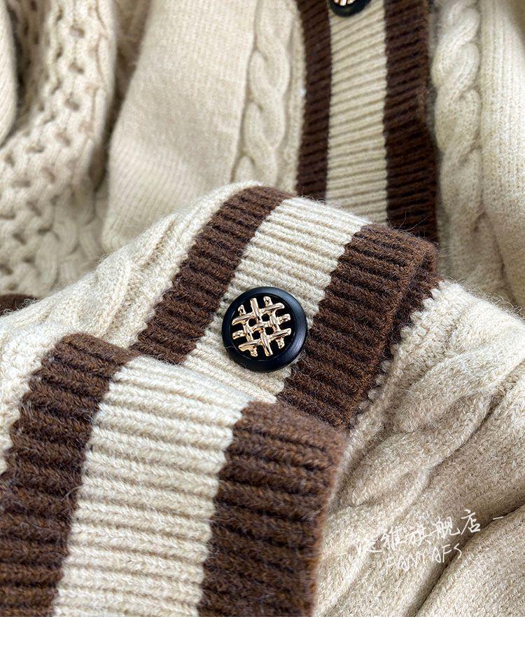 Женский вязаный кардиган средней длины в студенческом стиле - Коллекция Осень/Зима 2025