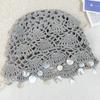 Solid Color Shell Tassels Hat Thin Bohemian Style Beanies Fashion Woven Pullover Cap  Pullover Hat