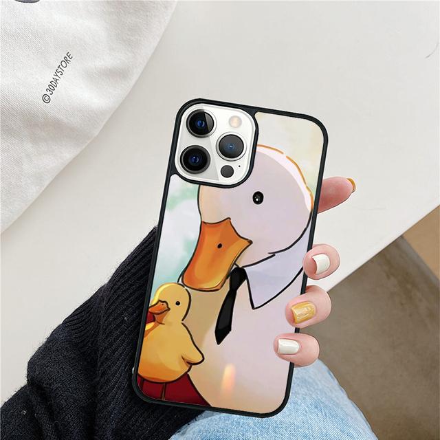 Забавный Мультяшный Утенок Чехол Для Телефона Для iPhone 17 Air 15 16 Чехол 11 13 14 Pro Max 12 Plus Max Fundas