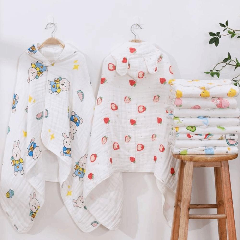 Rabbit Cartoon Blanket Wrap Cotton Sleepwear Bathrobe Cloak Hooded Cape Towels Beach