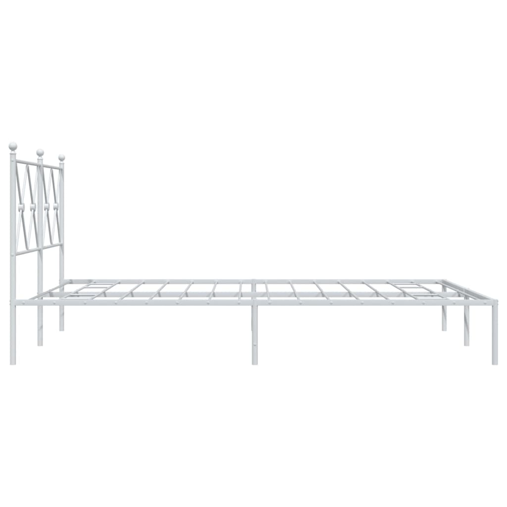 Vidaxl Металлическая Рама Кровати С Изголовьем, Белая, 140X190 См