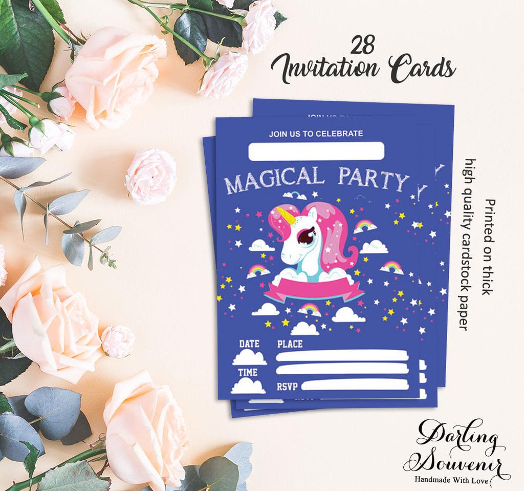 Darling Souvenir Blue Birthday Invitation Card 28 шт. Заполните или напишите пустые приглашения для печати Принадлежности для вечеринок 5x7