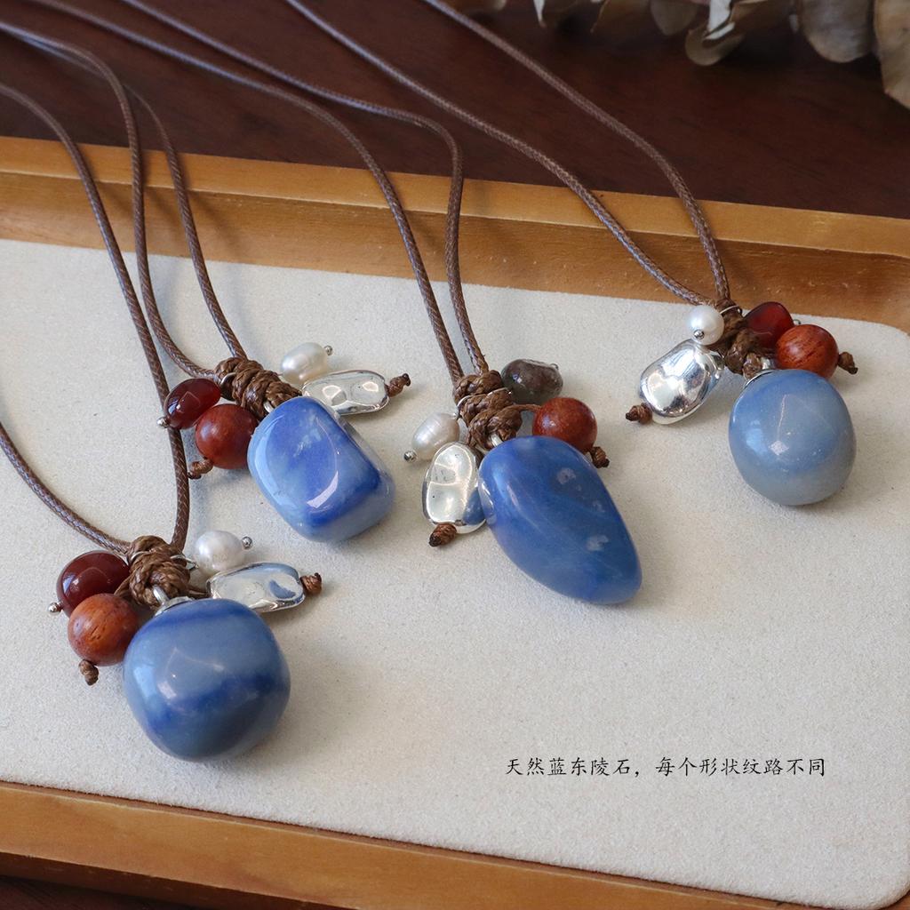 Natural Tiger'S Eye Stone Red Agate Blue Stone Fashion Necklace Fashion Women Daily Jewelry Lucky Gift