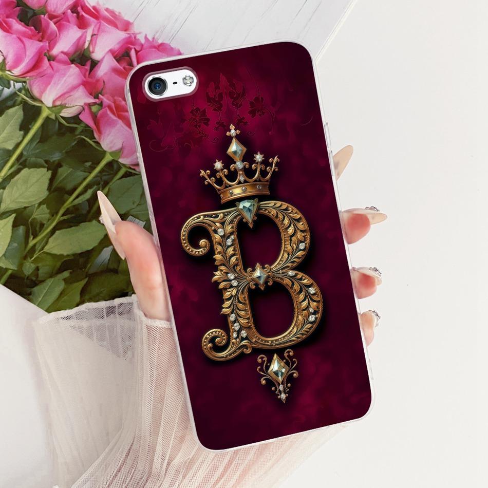 For iPhone 5 5s SE (2016) 4 4s Royal Crown Initial Letter Couple Phone Case For iPhone5 iPhone4 Soft Silicone TPU Covers Bumpers