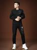 European Style Autumn Half-Turtleneck T-Shirt for Men, Trendy Bear Rhinestone Long-Sleeve Casual Top Men's Tee