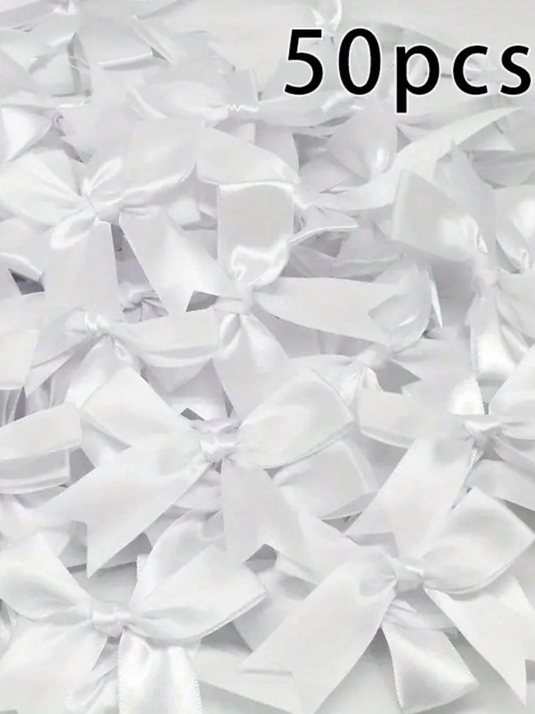 50 шт., ленточный бант, ремесленный бант, розовый, белый, цветочный, подарочная завязка, свадебное украшение, бант, бант своими руками, украшение для вечеринки по случаю рождения, украшение для выпечки