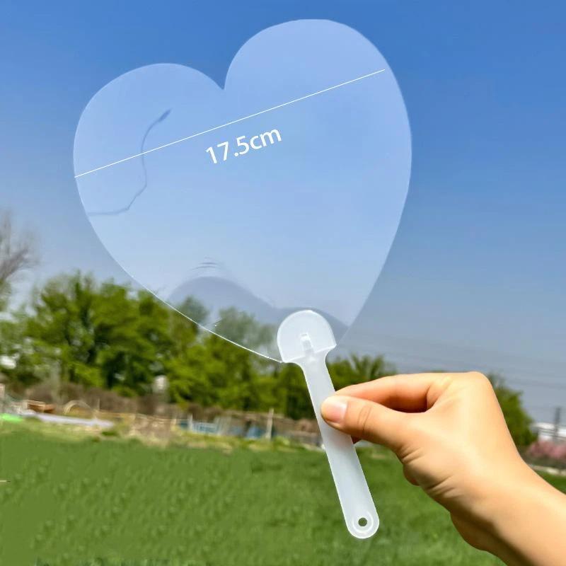 5Pcs Plastics Transparent Blank Fan Children Diy Stage Performance Hand Fan Decor For Diy Craft Make Hand Graffiti Fan