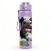 1PC Cow Holding Flower Farm Animal Print 750ml Color Plastic Sports Water Bottle Leakproof Flip Straw Lid Suitable for Sports Office Home Use