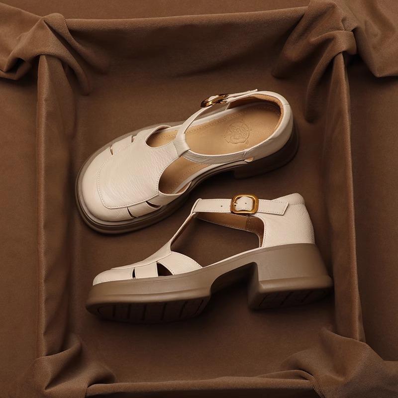 Летние ретро-сандалии с римским носком и полым носком для женщин