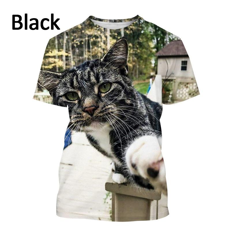 2024 Новая футболка с принтом «Забавный кот» в 3D-стиле, модная унисекс, хип-хоп, уличный стиль, повседневная футболка с круглым вырезом и коротким рукавом