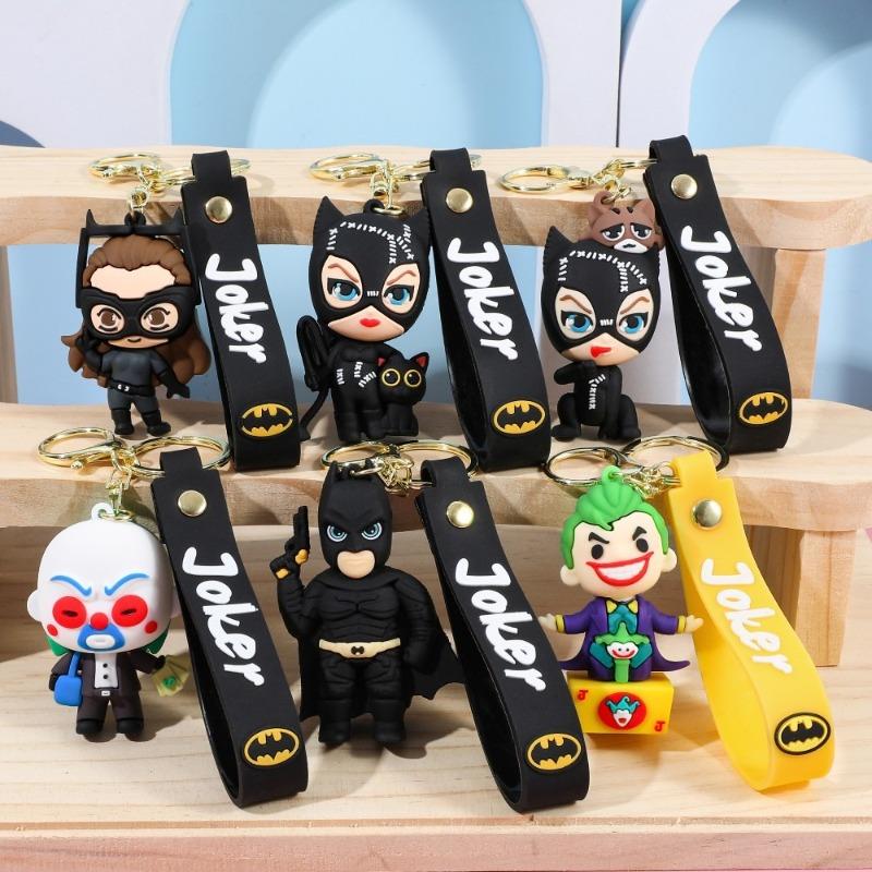 Anime cartoon l Batman Catwoman Joker image doll PVC car keychain cute Halloween series bag pendant ornaments key ring