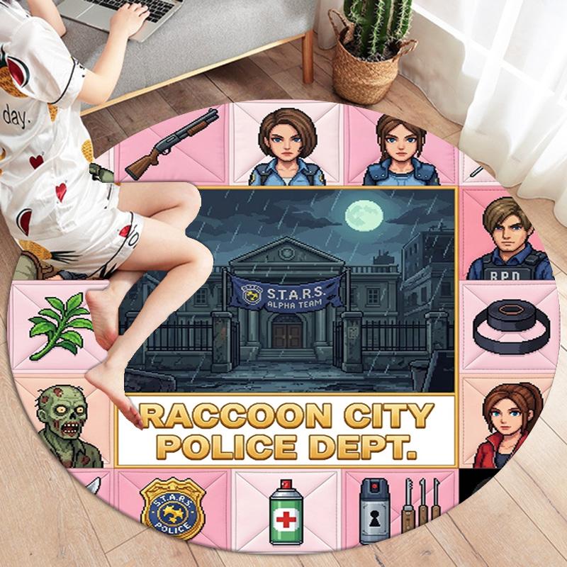 Resident Evil Round Area Rug Carpet Rug For Living Room Bedroom Sofa Playroom Decor Nonslip Floor Mat