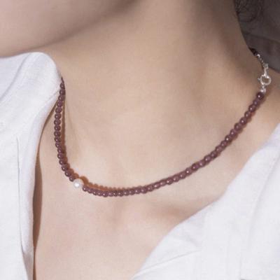 Kiee Oshimu (Серебро925) 503 Ожерелье с пятном из фиолетового жемчуга