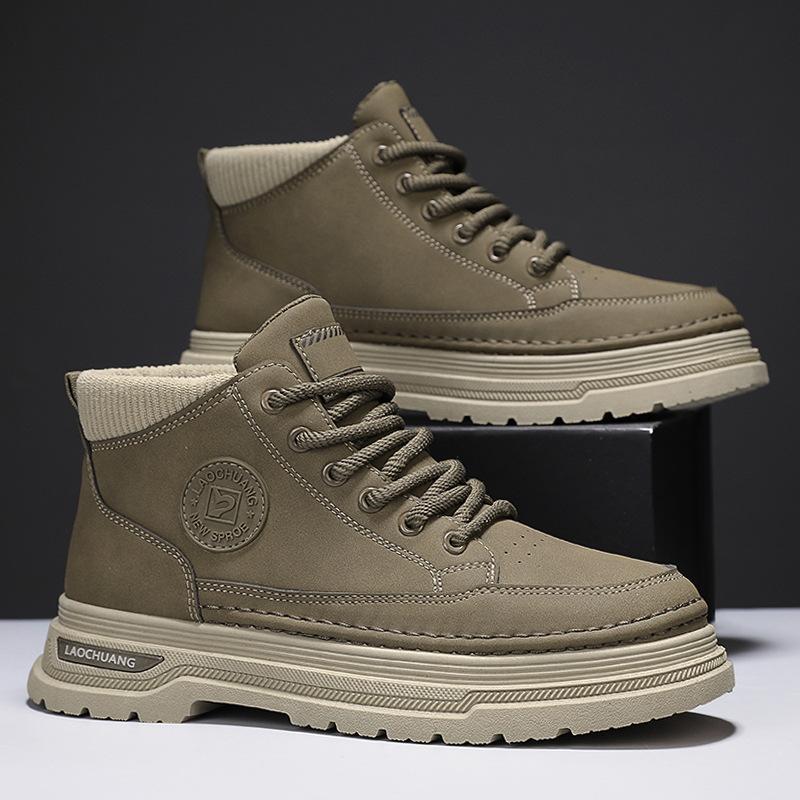 2025 Winter New Martin Boots Men's High-top British Style Retro Leather Shoes Casual Trend Classic Tooling Boots