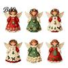 Wooden Angel Ornaments 6Pcs Vintage Ornaments, Christmas Hanging Decor Set Interior Door Frame Decorations with Jute String, Rustic Tree Pendant