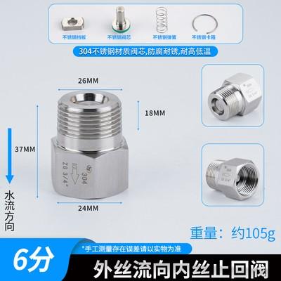 3/4" 1" BSP Наружная Внутренняя Нержавеющая Сталь 304 Обратный Односторонний Клапан Вода Газ Масло 240 Градусов Цельсия 3000 PSI