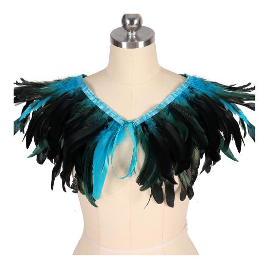 Перьевая шаль Яркий цвет Хэллоуин Вечеринки Плащ Носить как юбку или шаль Шаль в готическом стиле с лентой на шнуровке Аксессуар для костюма