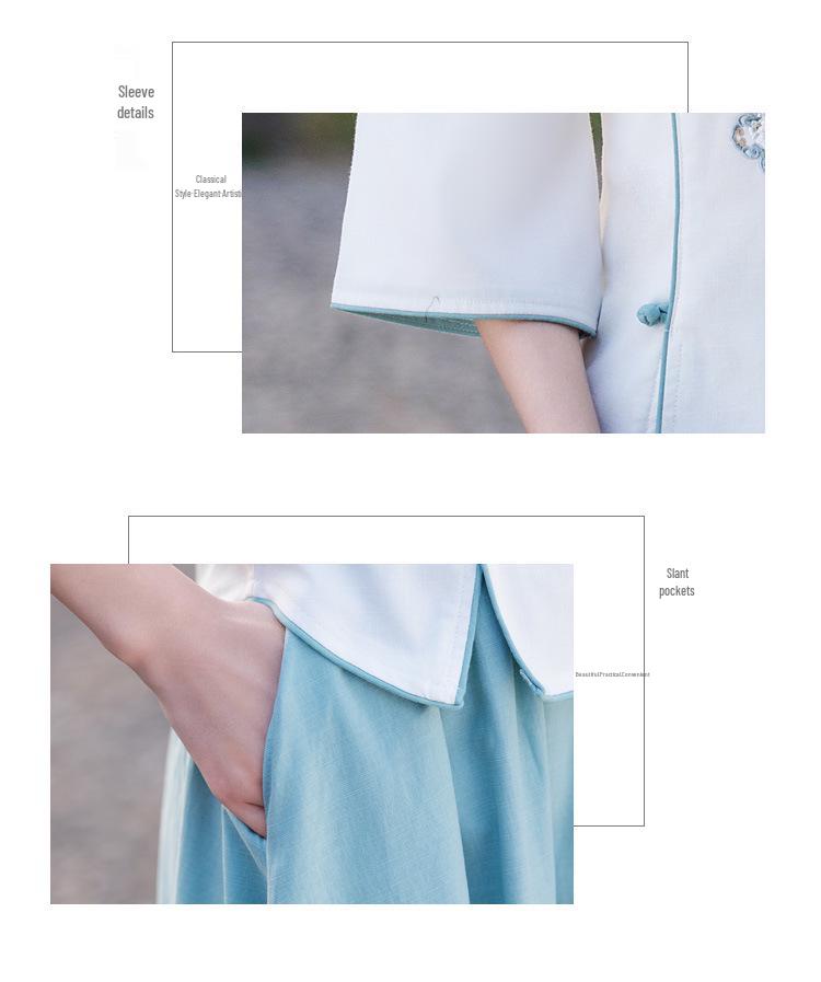 Летний ретро китайский костюм Тан с вышивкой из хлопка и льна, топ ципао со стойкой