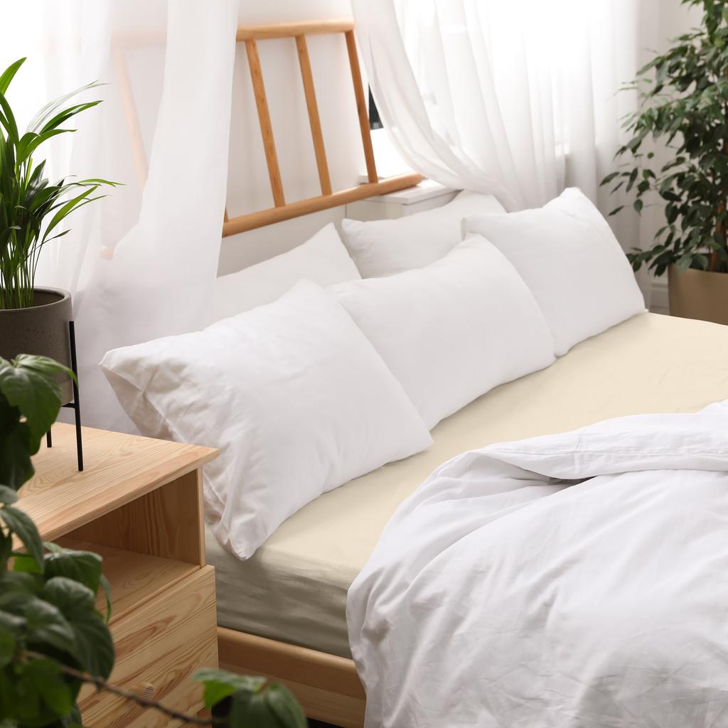 Fitted cotton sheet 180x200 JERSEY HEAVY DUTY 170 beige