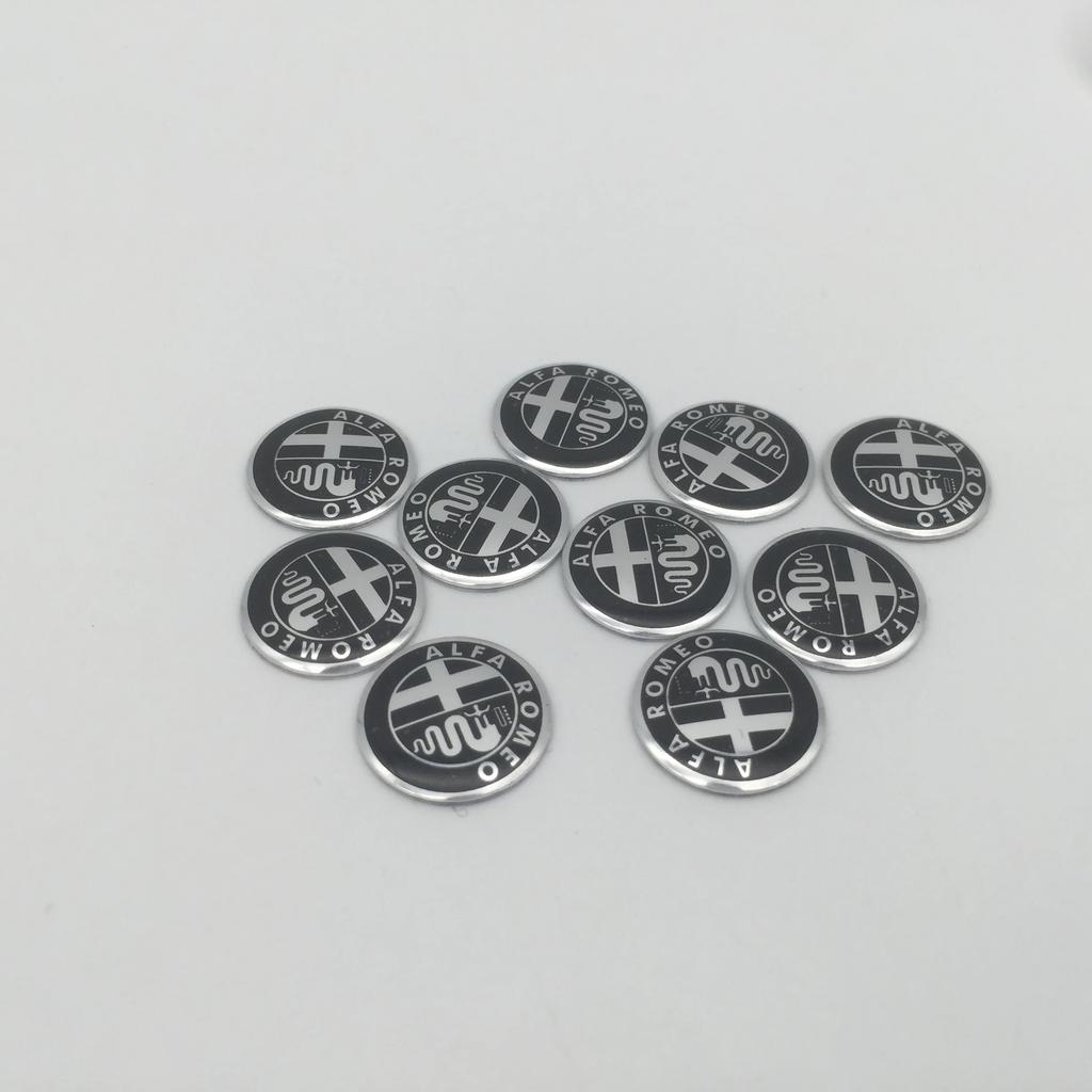 DGJLS1 5/10Pcs Aluminium Metal Car Key Emblem Stickers For Alfa Romeo 156 159 147 4C 8C 166 Giulia Giulietta Mito Stelvio Spider GT