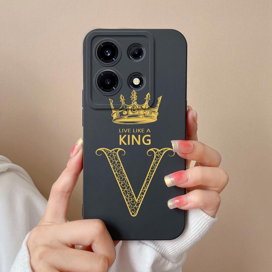 Для Infinix Note 30 Pro Vip 30i Чехол Корона 26 Букв Улучшенная Защита Камеры Мягкий Чехол из Жидкого Силикона Для Infinix Note30 30Pro