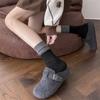 Autumn and Winter Cashmere Socks, Women's Color-blocking Button Soft and Glutinous Wool Mid-calf Socks, Small Pile Socks