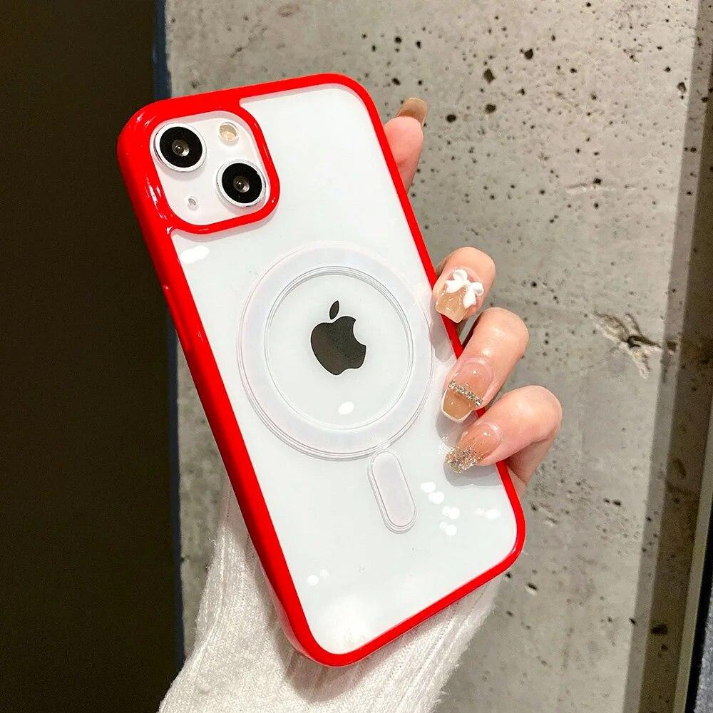 Роскошный магнитный чехол с беспроводной зарядкой для телефона Magsafe для iPhone 15 14 13 12 11 Pro Max XR XS X 7 8 SE мини противоударный чехол