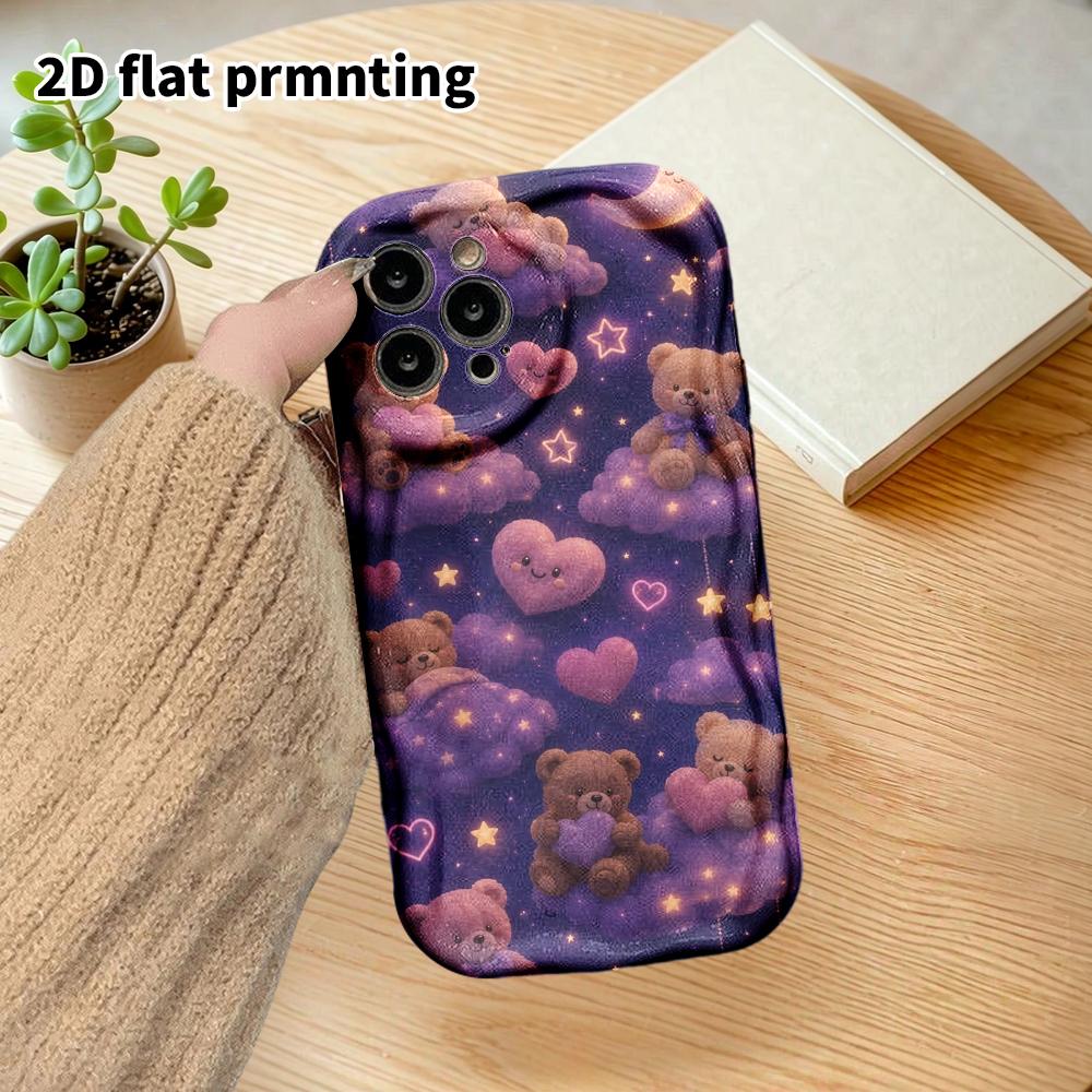 Phone Case: 2D flat design suitable for iPhone 18 17 16 15 14 13 Pro protective case, couple style, full print of cute bears, Christmas and Halloween