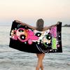 1pc Powerpuff Beach Towel with Custom Name, Beach and Seaside Swimming Pool Equipment, Fashion Pattern, Rectangular, Travel Essential