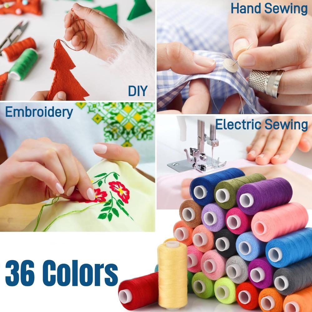 6 Rolls Polyester Sewing Thread Set Assorted Colors Polyester Sewing Machine Thread for Home DIY Manual and Mechanical Sewing