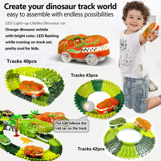 Детский поезд-динозавр Игрушка для сборки трека Dino Train Развитие мелкой моторики Малыши Мальчики Девочки Образовательная гоночная игрушка-поезд