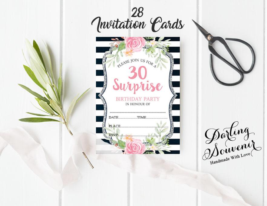 Darling Souvenir White Birthday Invitation Card 28 шт. Заполните или напишите пустые приглашения для печати Принадлежности для вечеринок 5x7