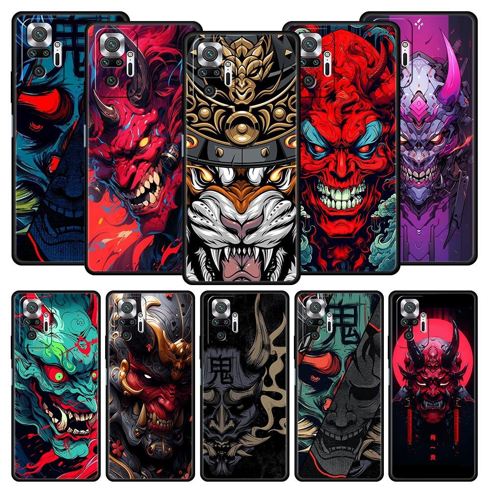 Чехол для телефона Japan Samurai Oni Mask для Xiaomi Redmi Note 14 13 5G 10 11 12 Pro Plus 4G 14C 13C 12C 10C Черный